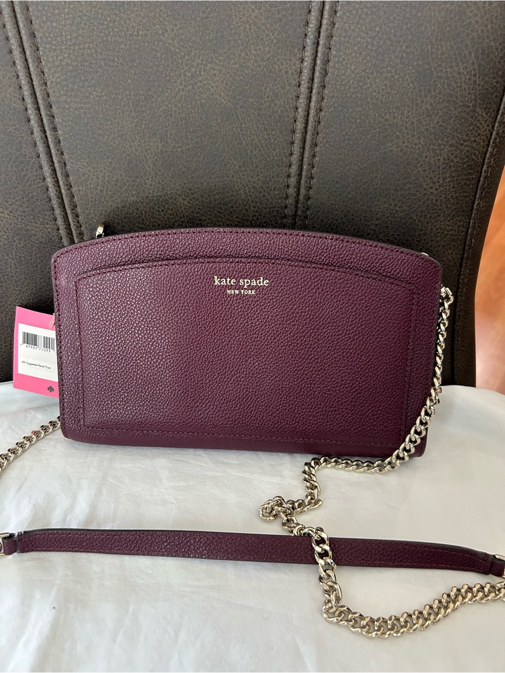 kate spade ♠️ Margaux East West Crossbody in Deep Cherry with Detachable Chain